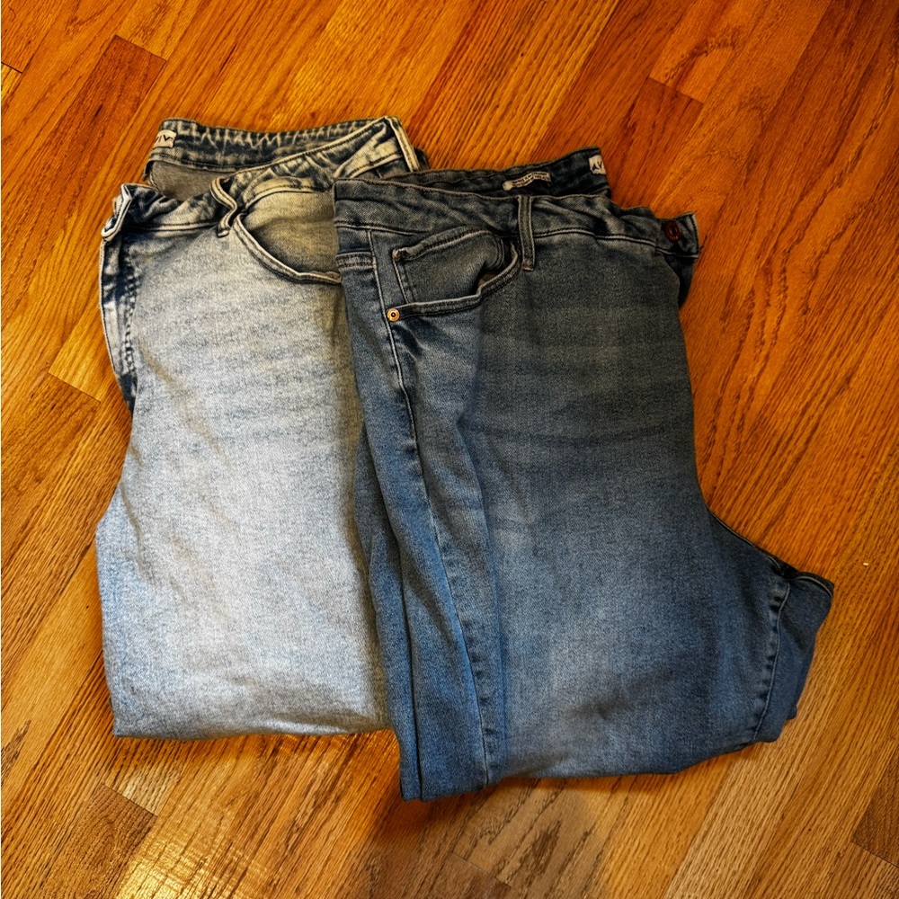 Ava & Viv Women's Straight Leg Jeans - Light and Dark Blue